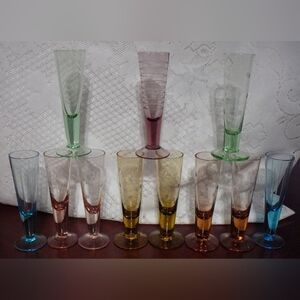 11 Multi Color Shot Glasses Cordial Glasses stripes polka dots